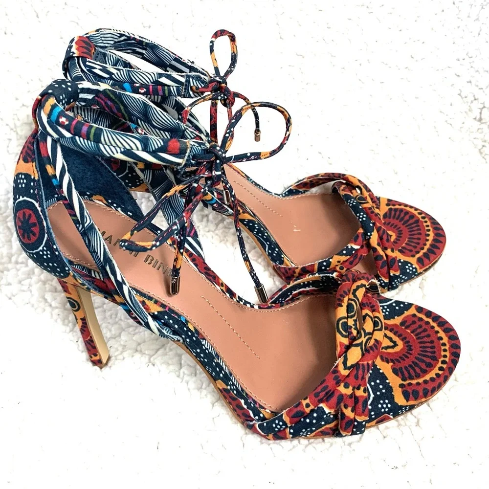 Gianni Bini Abbrie Print Ankle Tie Sandals - Picture 5 of 9